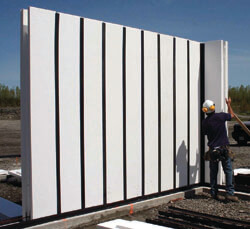 Wall being errected